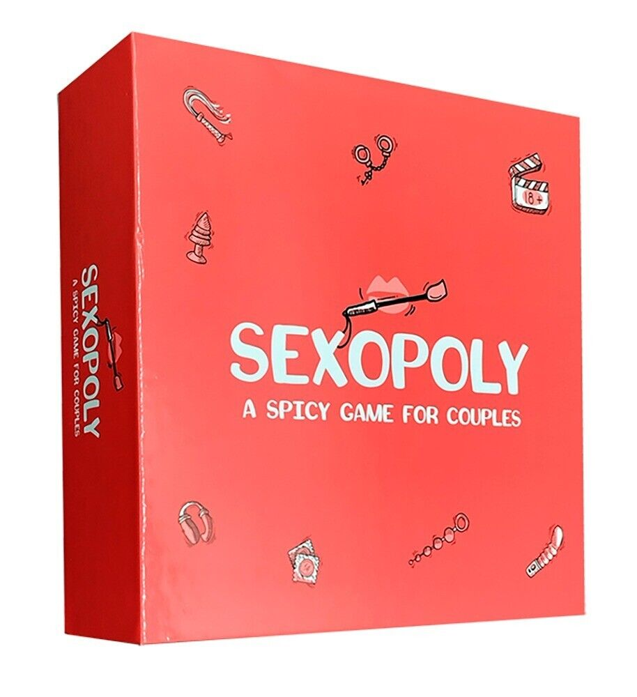 Настольная игра Sexopoly от SOVABOOKS для взрослых и пар, с игровым полем и различными заданиями для взрослых развлечений.