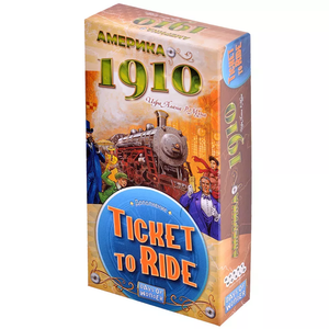 Расширение для настольной игры Ticket to Ride: Америка 1910, изображение коробки с игрой Sovabooks.