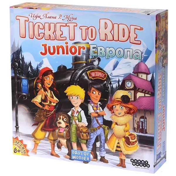 Детская стратегическая настольная игра Ticket to Ride Junior Европа от SOVABOOKS, изображение коробки с игрой