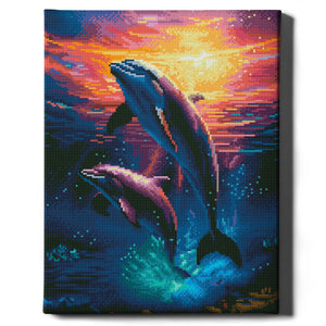 Алмазная мозаика Sovabooks с изображением дельфинов, размер 40x50 см, набор для творчества и рукоделия