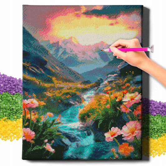 Алмазная мозаика Горная река (40х50 см)