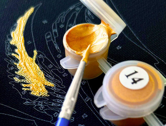 Картина по номерам Отдых (Золотая краска, черное полотно)