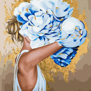 Книга Картина по номерам Голубые пионы (золотая краска) - nan | SOVABOOKS