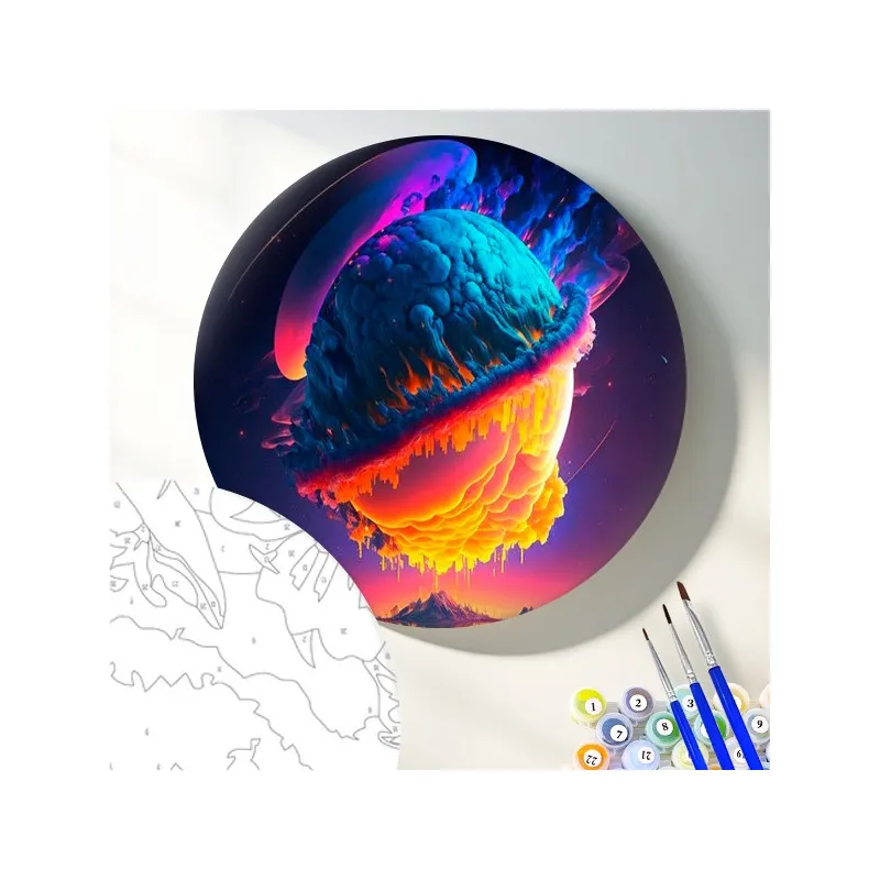 Круглая картина по номерам Волны океана