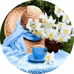 Круглая картина по номерам Чашечка чая