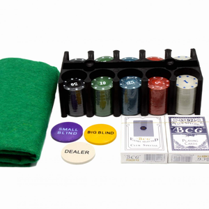 Набор для игры в покер (200 фишек с номиналом для покера с картами и сукном в жестяной коробке)