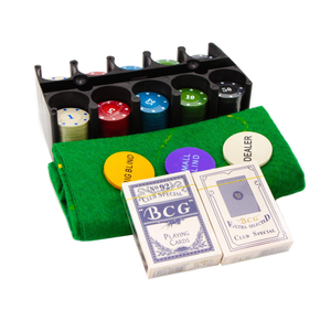 Набор для игры в покер (200 фишек с номиналом для покера с картами и сукном в жестяной коробке)