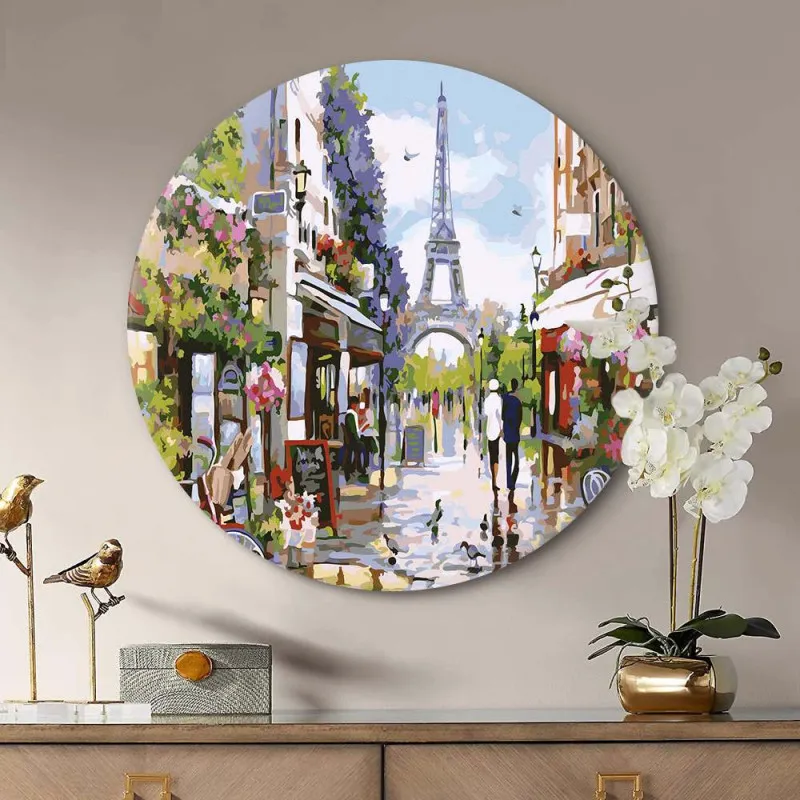 Круглая картина по номерам Париж
