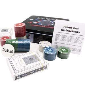 Набор для  покера (100 фишек с номиналом для покера с картами в жестяной коробке)