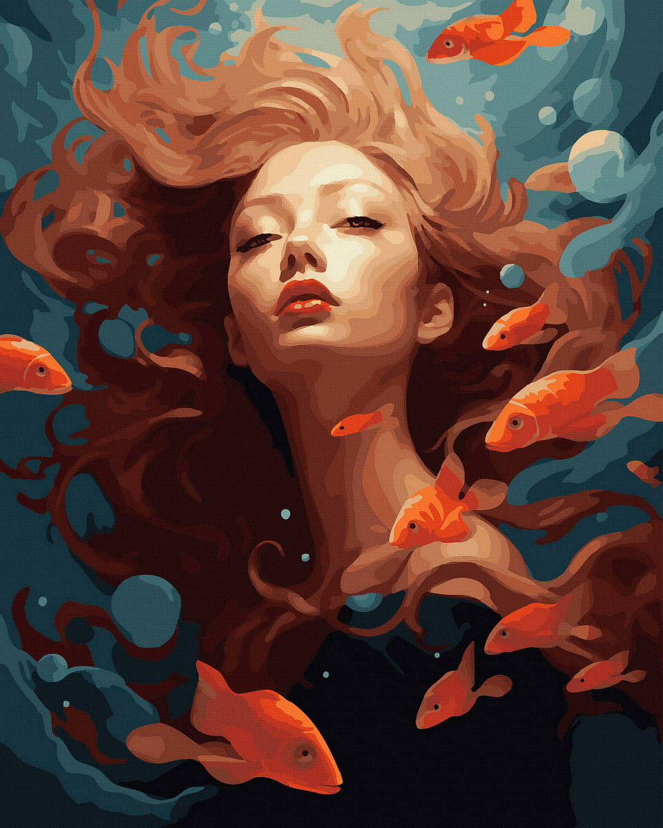 Книга Картина по номерам Девочка и рыбки - nan | SOVABOOKS