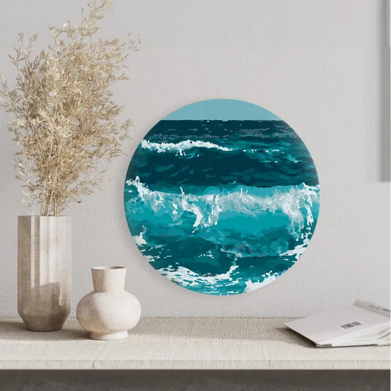 Круглая картина по номерам Волны океана