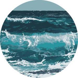 Круглая картина по номерам Волны океана