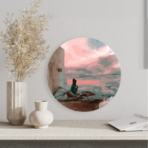 Круглая картина по номерам Дом в облаках