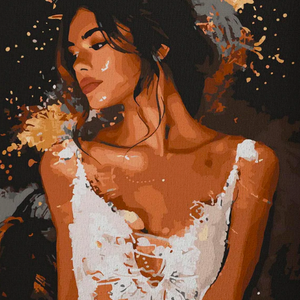 Книга Картина по номерам Девушка в белом платье (Золотая краска, черное полотно) - nan | SOVABOOKS