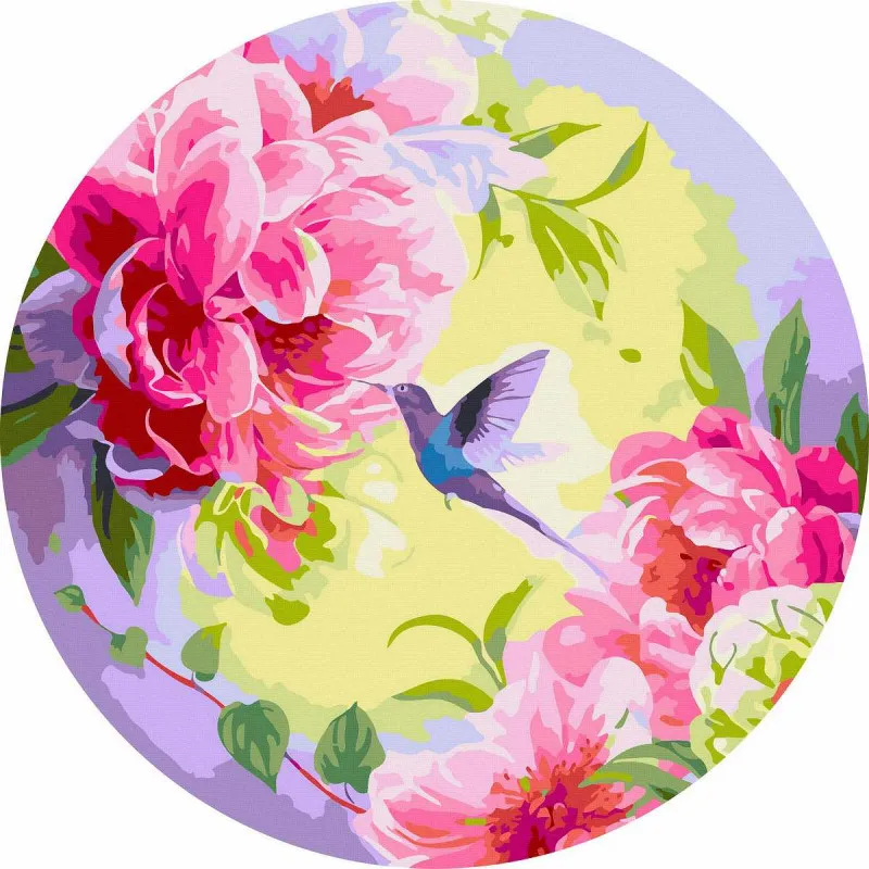 Круглая картина по номерам Колибри