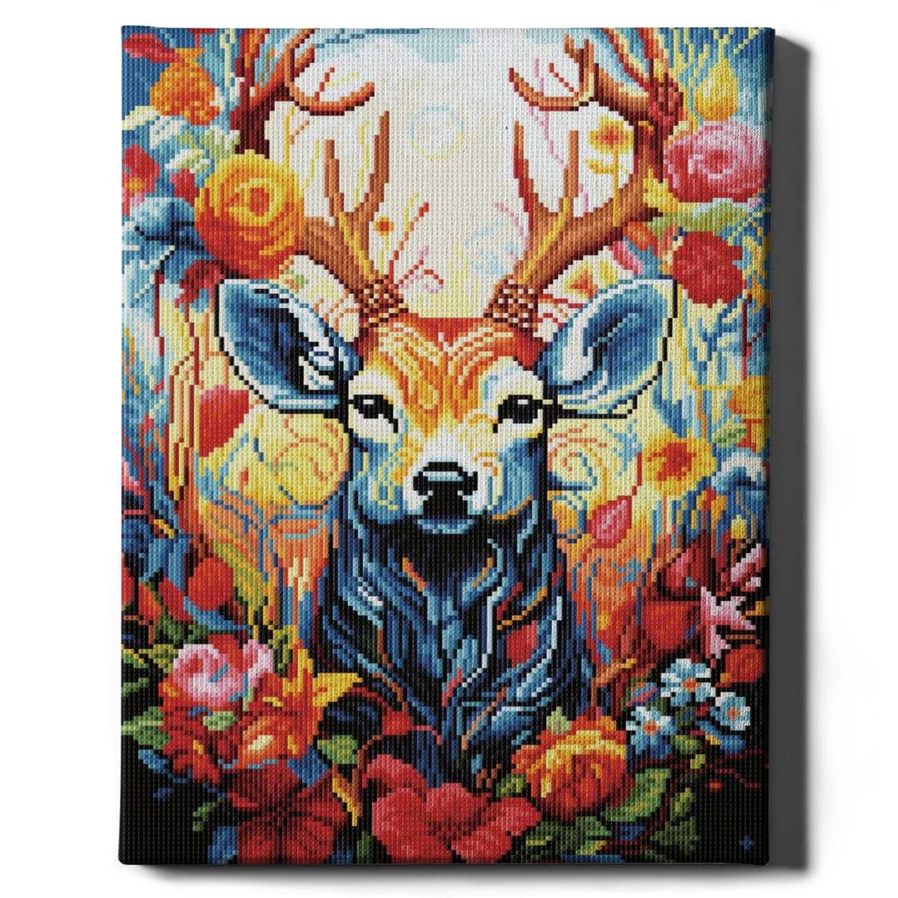 Алмазная мозаика Волшебный Олень Sovabooks, 40x50 см, комплект для творчества с изображением оленя на цветочном фоне.
