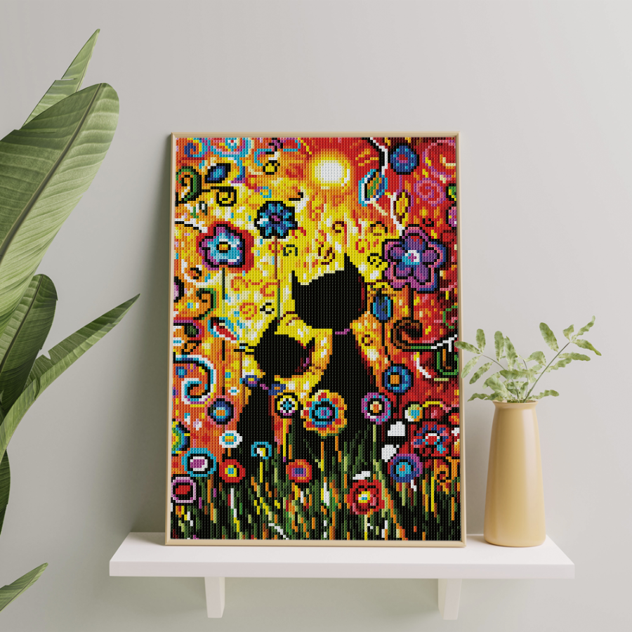 Алмазная мозаика Кошки и цветы Sovabooks, 30x40 см, набор для творчества с изображением котов и цветочных мотивов