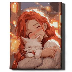 Картина по номерам Sovabooks с изображением девочки и кошки, набор для творчества и рукоделия для художников.