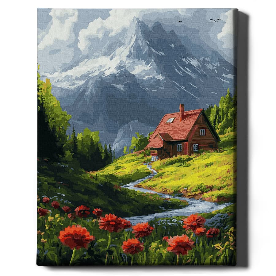 Картина по номерам Дом посреди луга