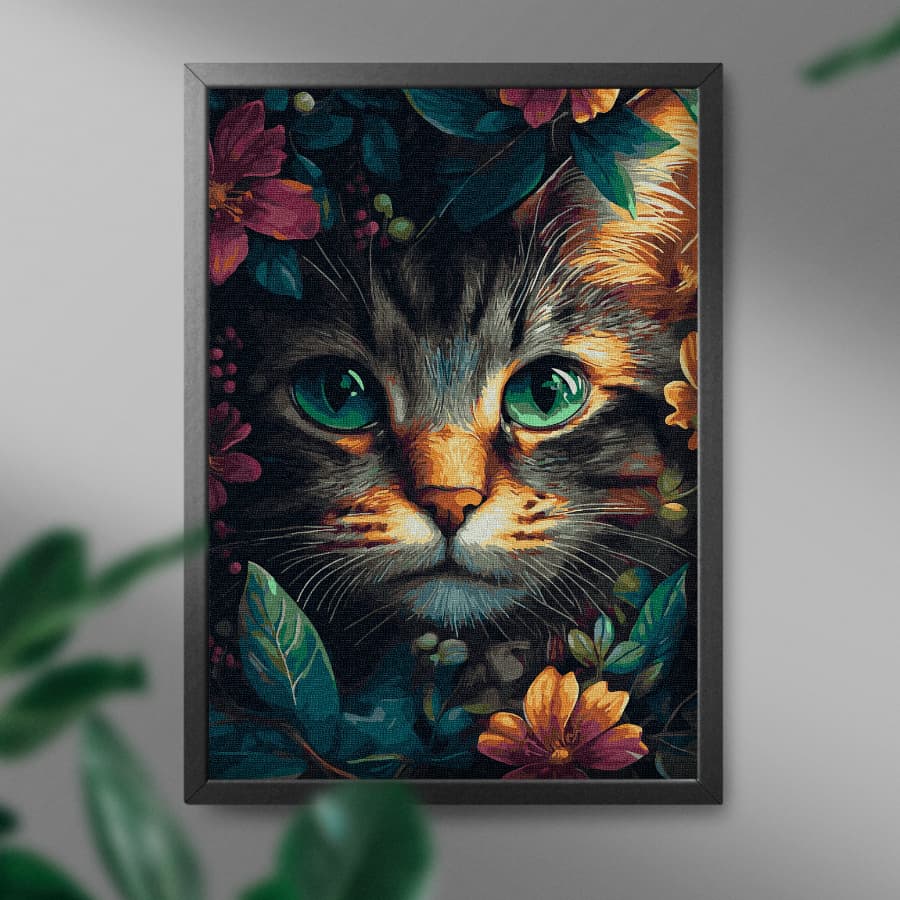Картина по номерам Лесной котенок от Sovabooks, набор для творчества с изображением милого котенка в лесу.