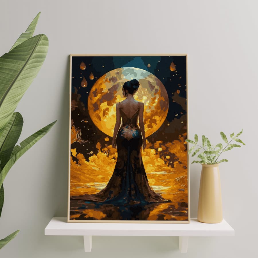 Картина по номерам Леди в золоте ночью