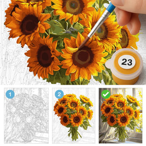 Картина по номерам Подсолнухи у окна