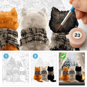 Картина по номерам Три котенка у окна