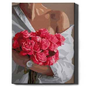 Картина по номерам Молодая девушка с цветами