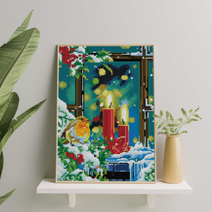 Алмазная мозаика "Зимний вечер" Sovabooks, набор для творчества 30x40 см, яркое зимнее изображение, готовый художественный комплект