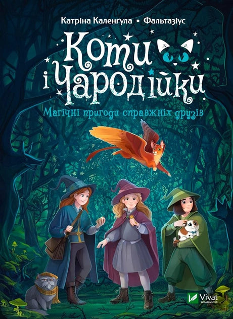 Дитяча українська книга "Коти і Чародійки. Магічні пригоди справжніх друзів" від Sovabooks, обкладинка з ілюстраціями