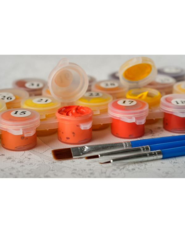 Картина по номерам Голова в цветах (Черное полотно)