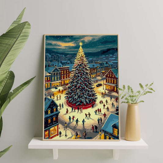 Картина по номерам Площадь с елкой