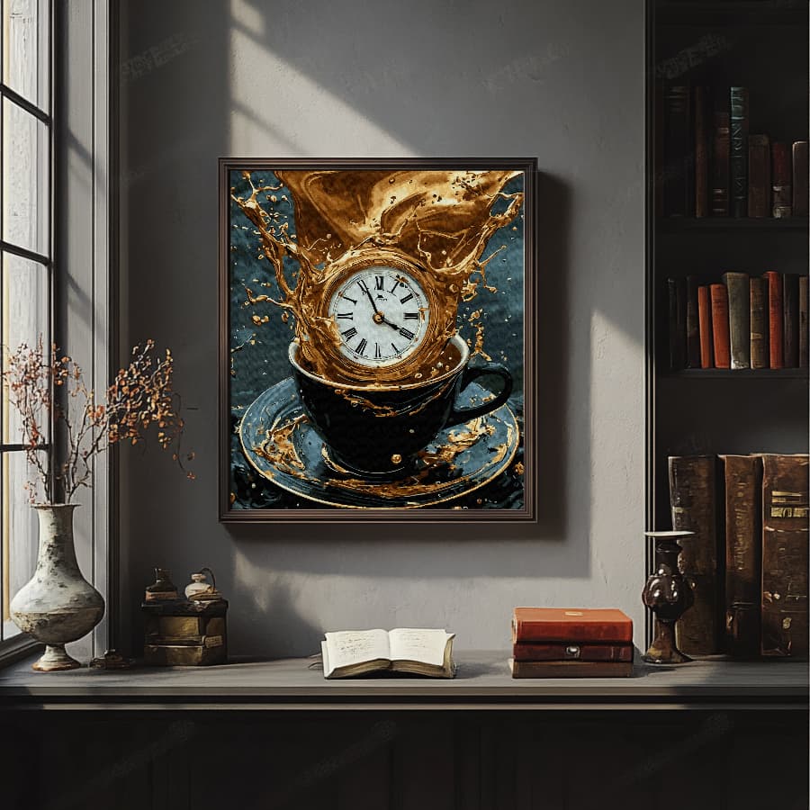 Картина по номерам Время для кофе ( золотая краска)