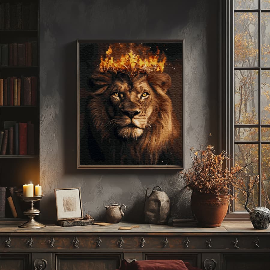 Картина по номерам Огненный лев