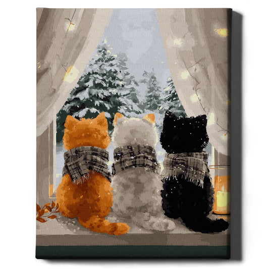 Картина по номерам Три котенка у окна