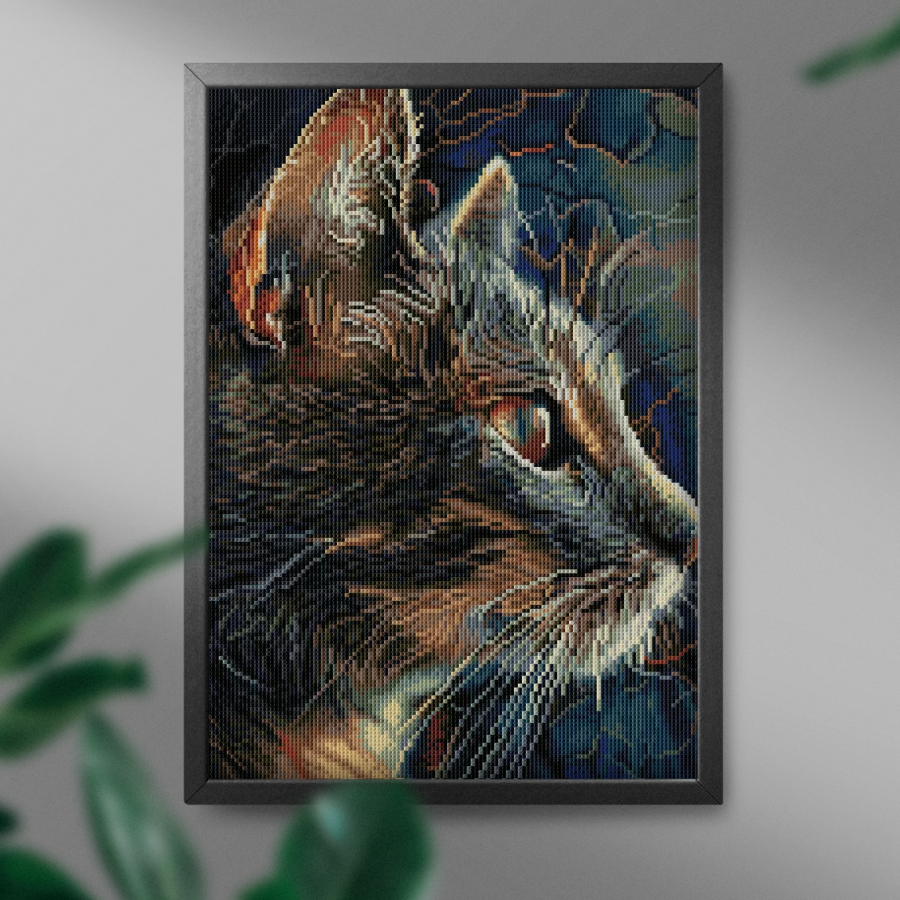 Алмазная мозаика Бдительный кот (40х50)