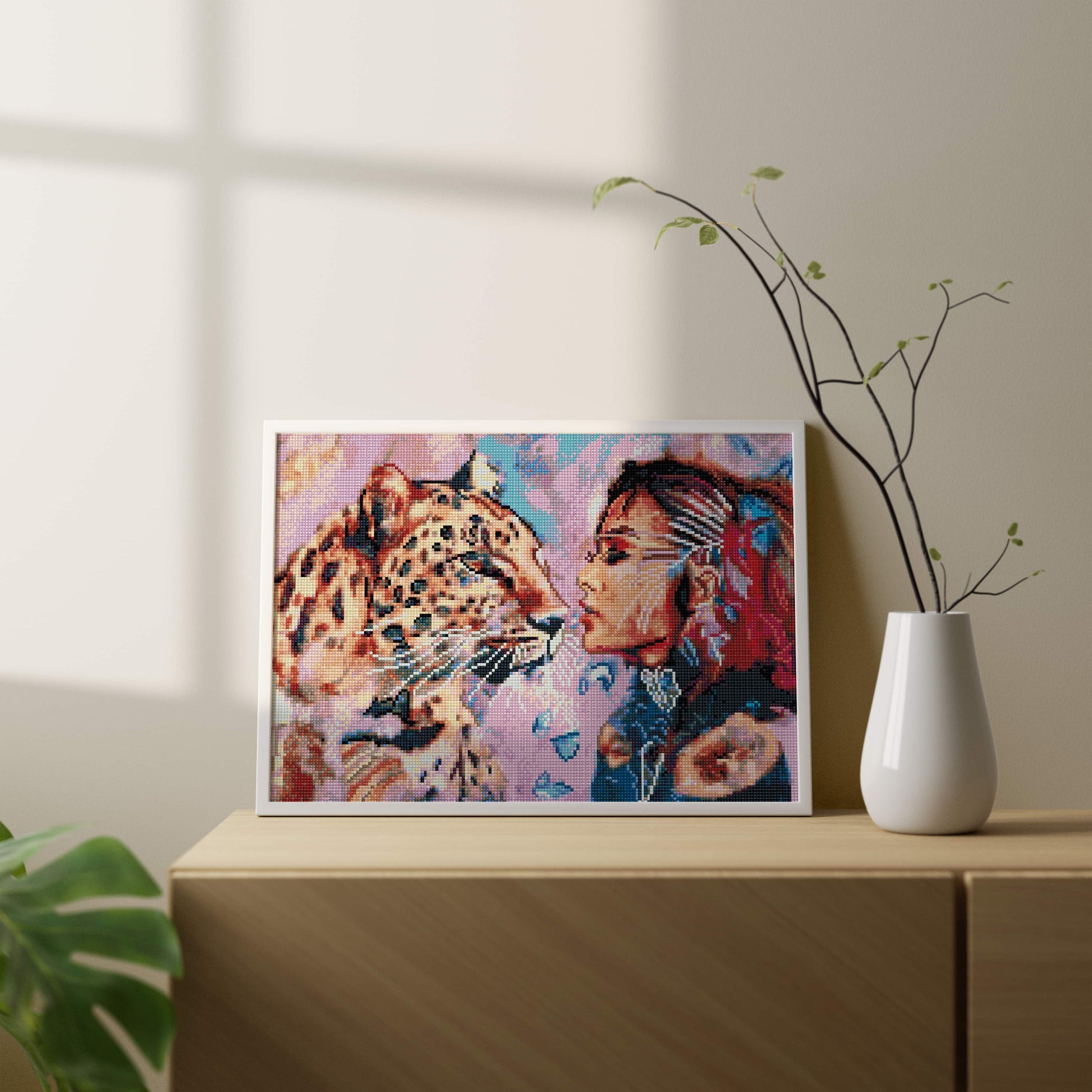 Алмазная мозаика Дама с леопардом