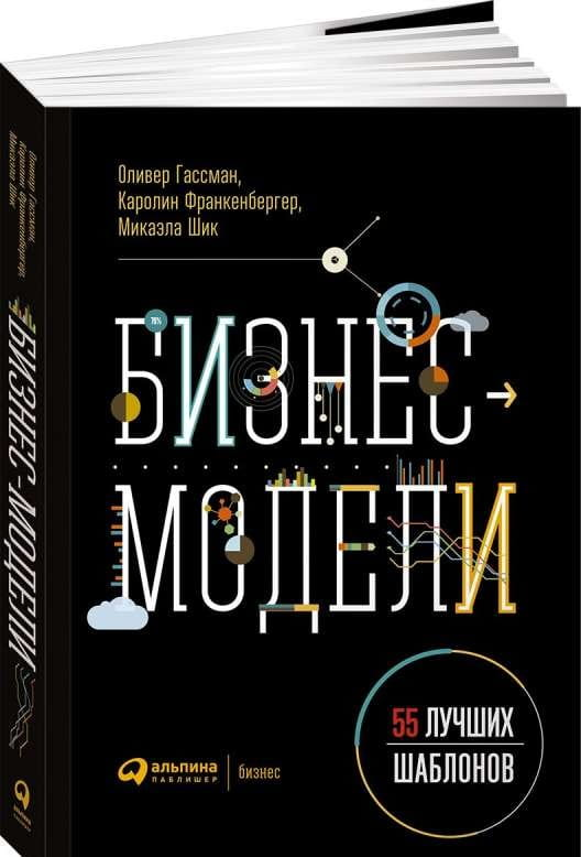 Обложка книги "Бизнес-модели: 55 лучших шаблонов", издание SOVABOOKS, с изображением заглавия и дизайном.