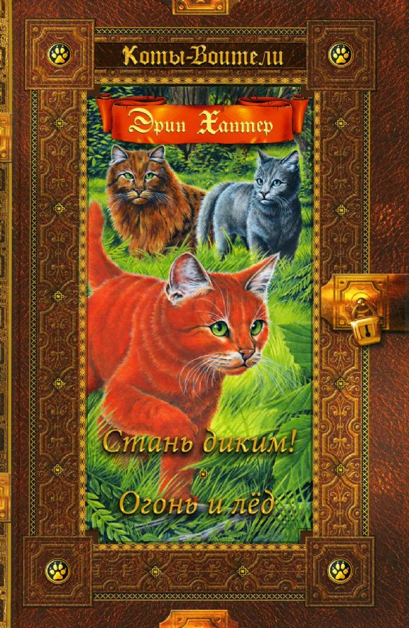 Детская книга "Коты-воители. Золотая коллекция. Стань диким! Огонь и лед" от SOVABOOKS, яркая обложка с изображением котов.