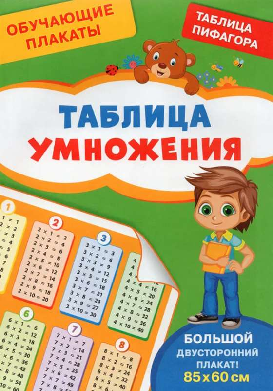 Обучающий плакат таблицы умножения для детей, яркий и учебный материал от бренда SOVABOOKS