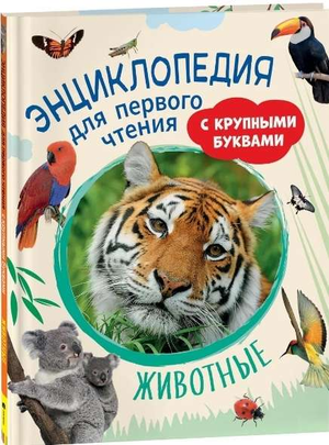 Детская книга "Животные" для первого чтения с крупными буквами, иллюстрации животных, издание Sovabooks.