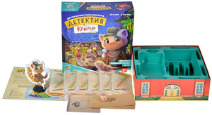 Настольная игра Детектив Кейти от Sovabooks с игровыми карточками и деталями для расследования преступлений.