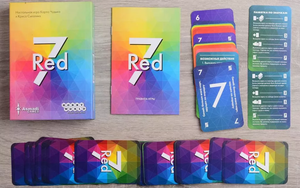 Настольная игра RED 7 от Sovabooks, красная коробка для веселых партий и игр с друзьями.