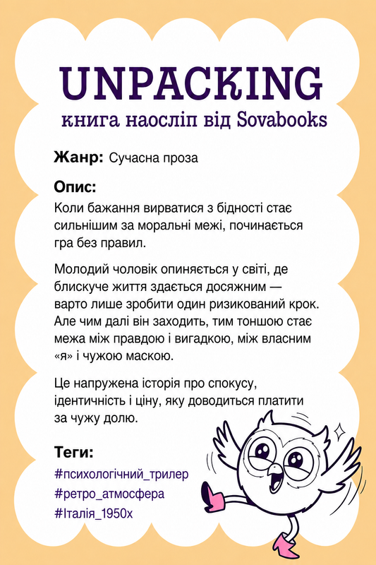 UNPACKING книга наосліп від SOVABOOKS -  Сучасна проза