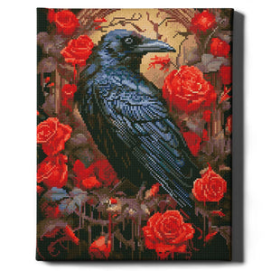 Алмазная мозаика  Ворона и роза (40х50)